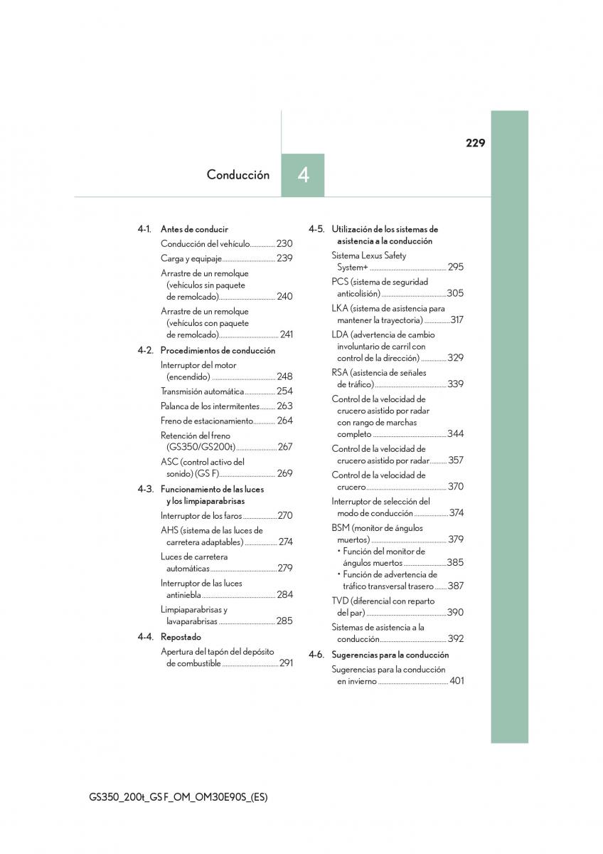 Lexus GS F IV 4 manual del propietario / page 229