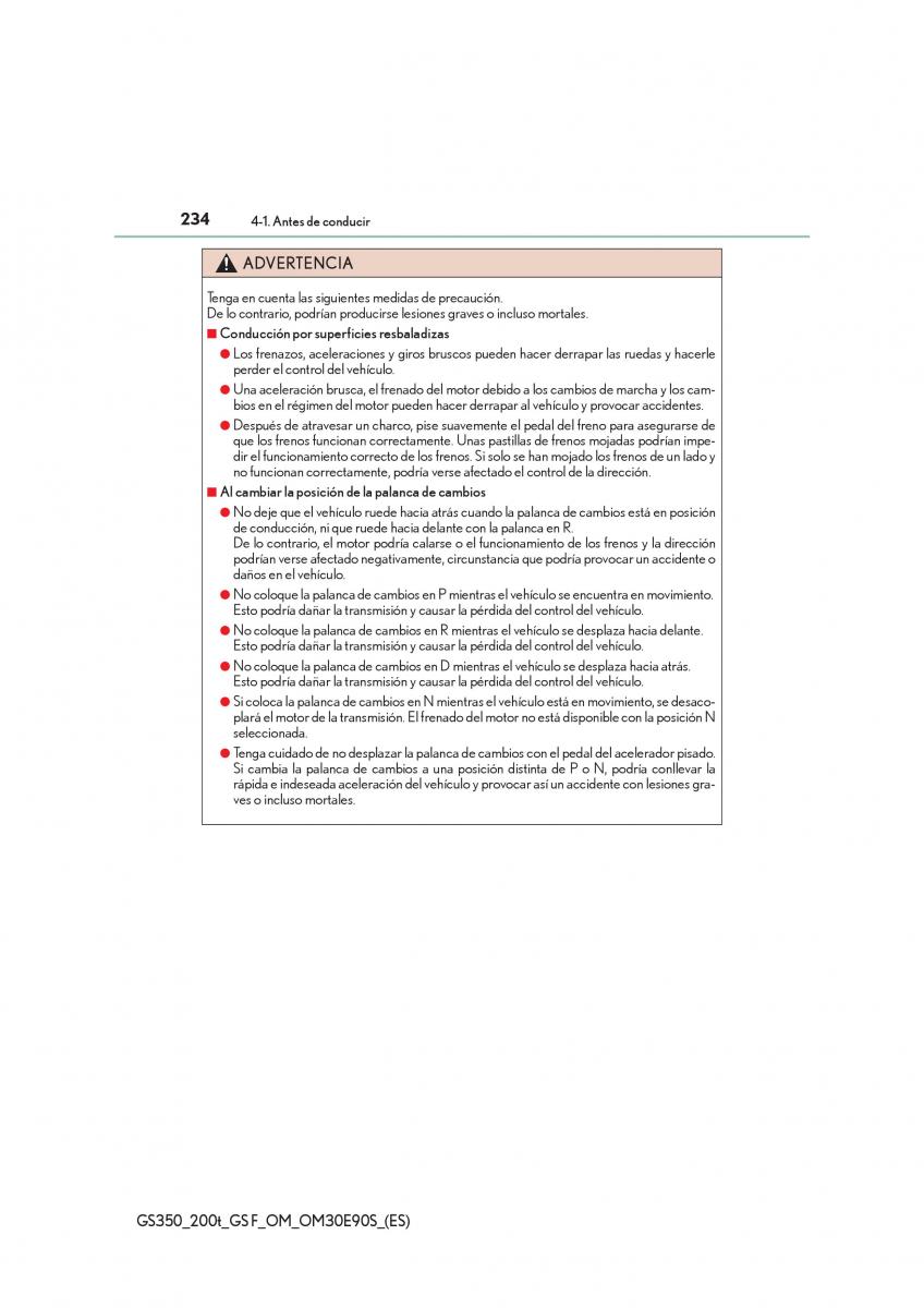 Lexus GS F IV 4 manual del propietario / page 234