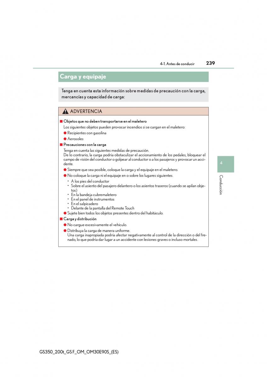 Lexus GS F IV 4 manual del propietario / page 239