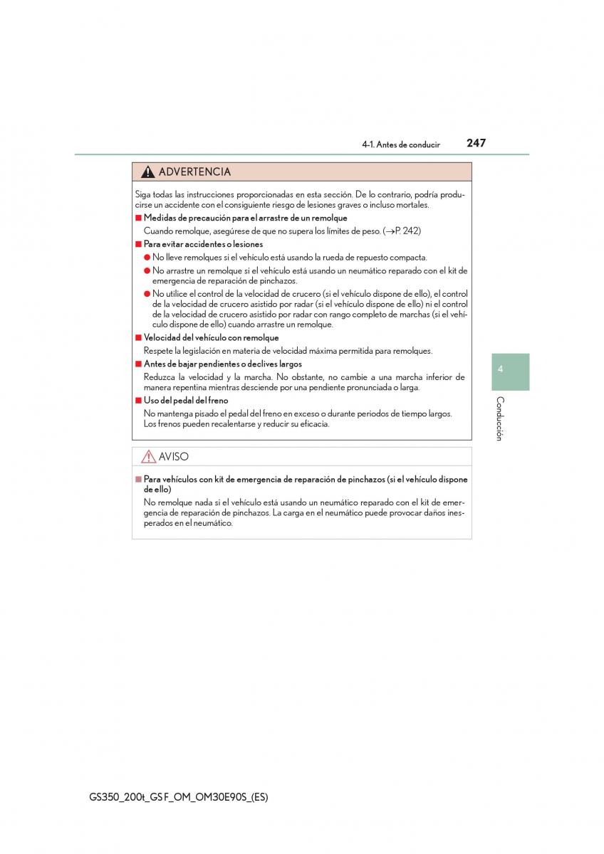 Lexus GS F IV 4 manual del propietario / page 247
