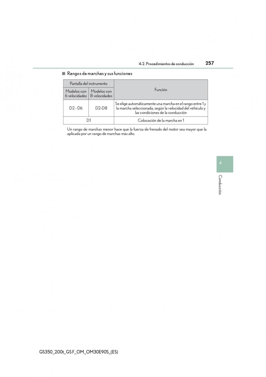 Lexus GS F IV 4 manual del propietario / page 257