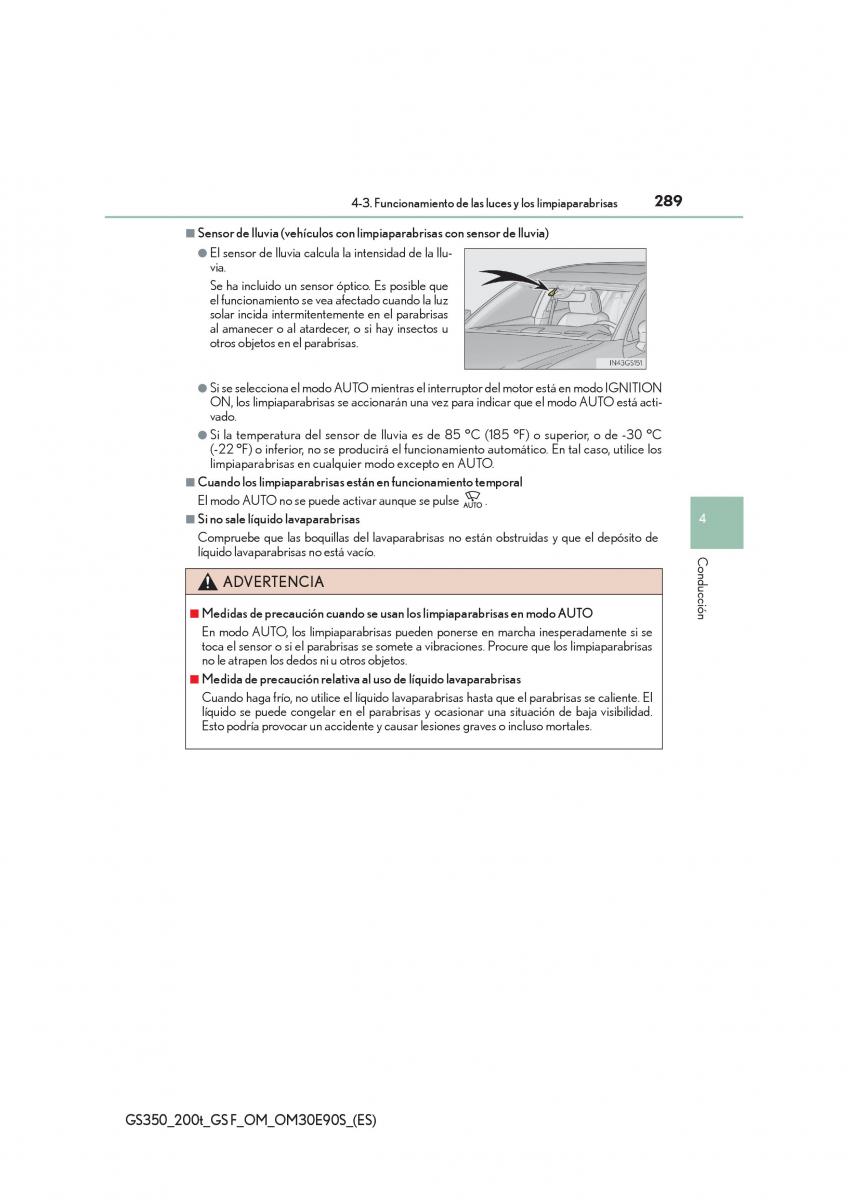 Lexus GS F IV 4 manual del propietario / page 289