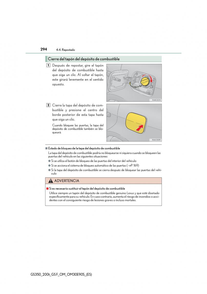 Lexus GS F IV 4 manual del propietario / page 294