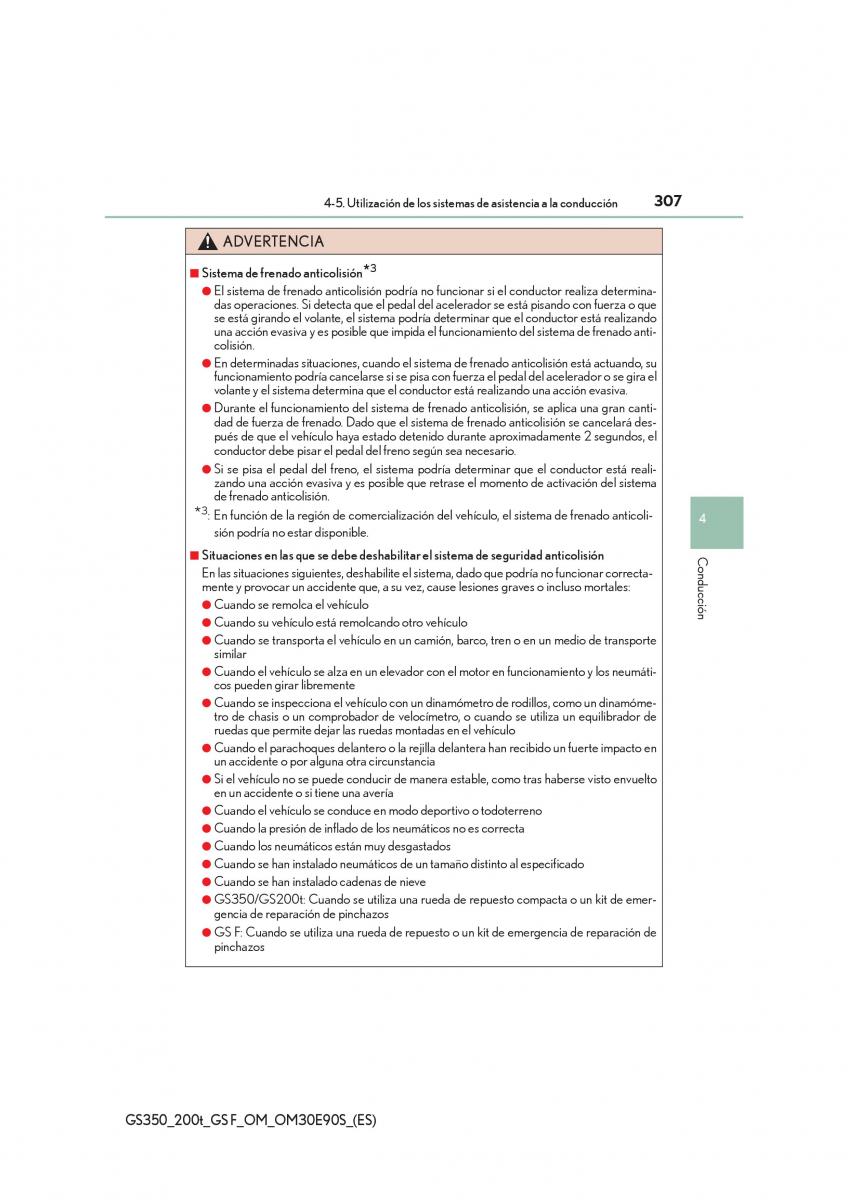 Lexus GS F IV 4 manual del propietario / page 307