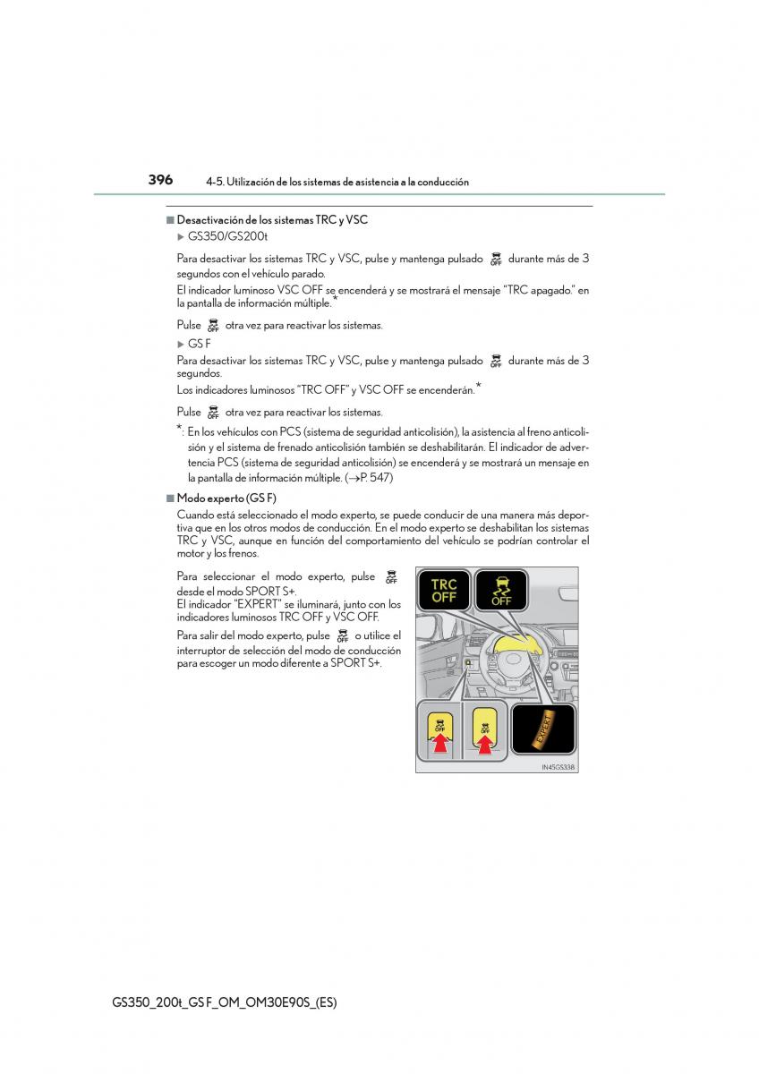 Lexus GS F IV 4 manual del propietario / page 396