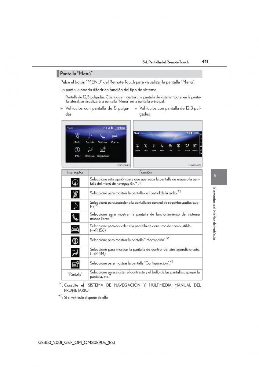 Lexus GS F IV 4 manual del propietario / page 411