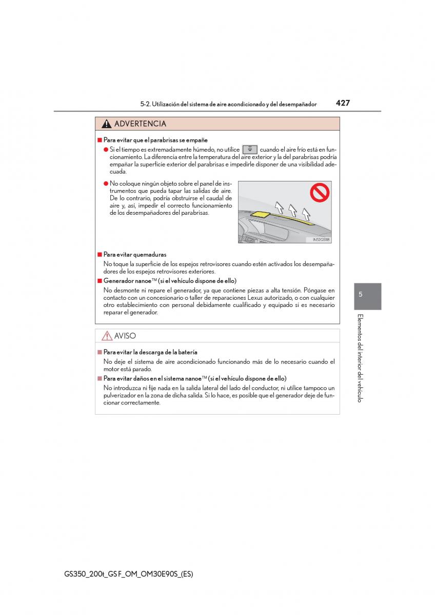 Lexus GS F IV 4 manual del propietario / page 427