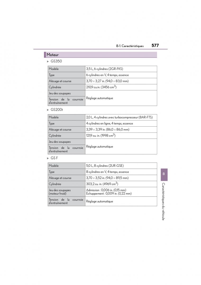 Lexus GS F IV 4 manuel du proprietaire / page 579