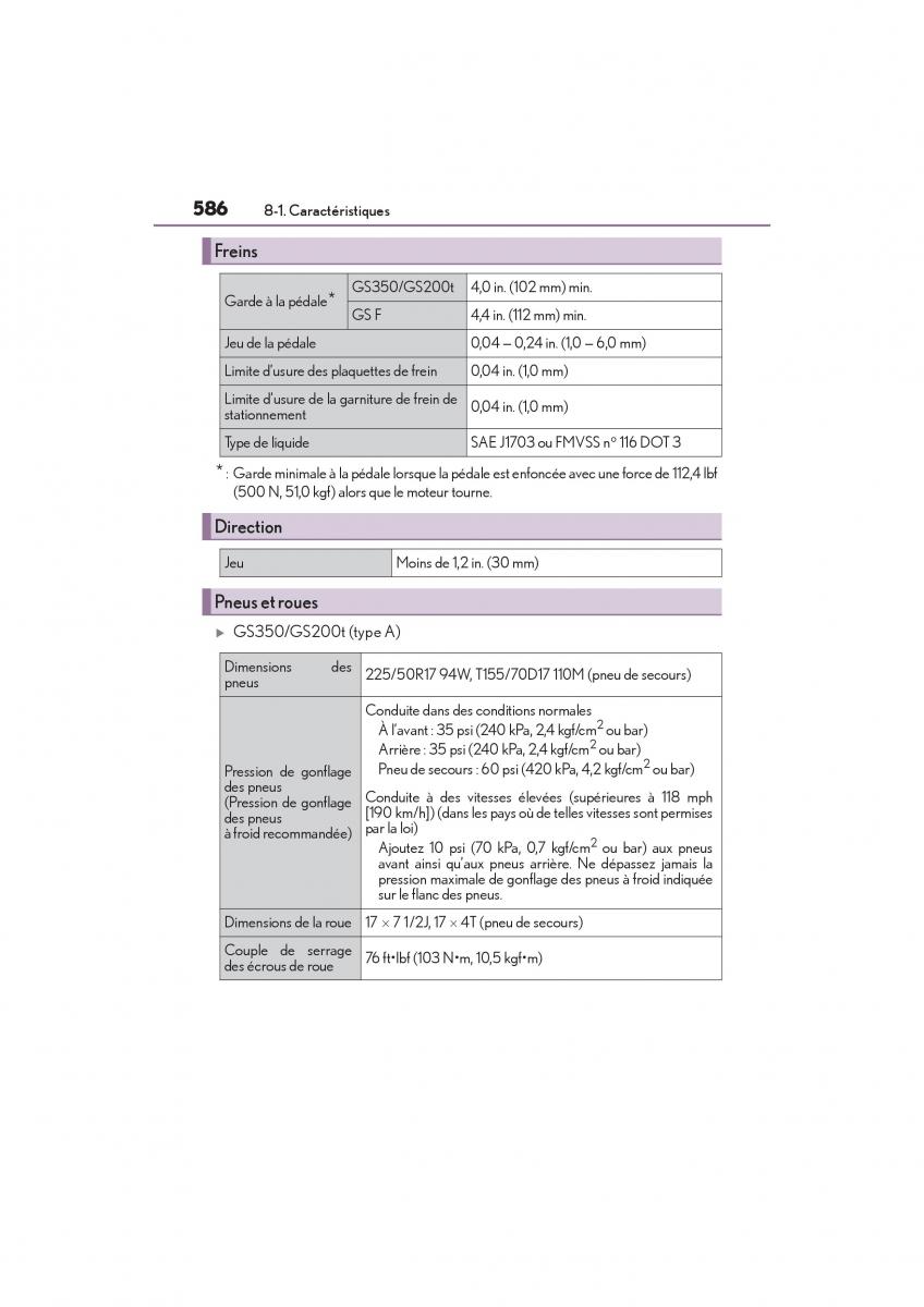 Lexus GS F IV 4 manuel du proprietaire / page 588