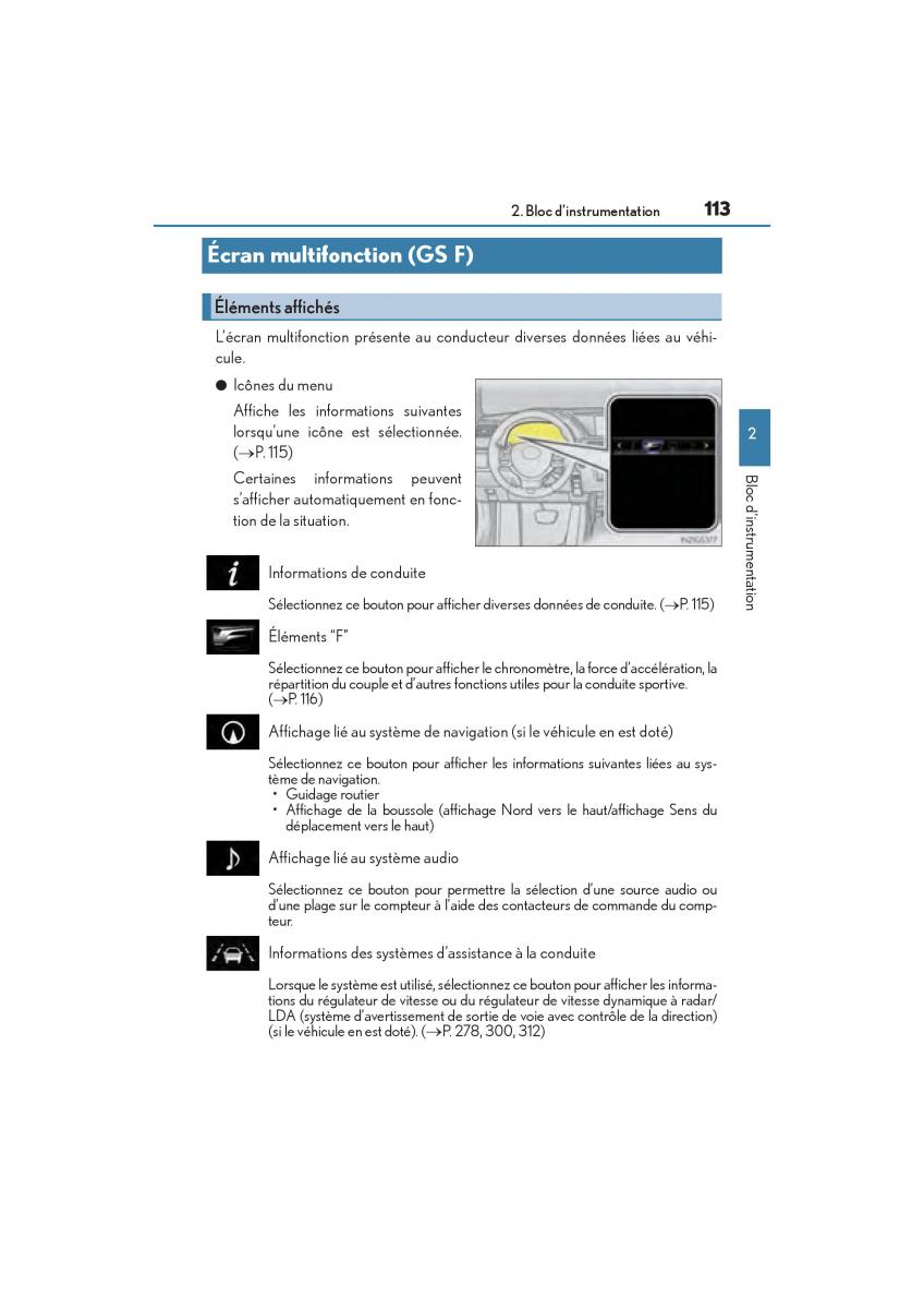 Lexus GS F IV 4 manuel du proprietaire / page 115