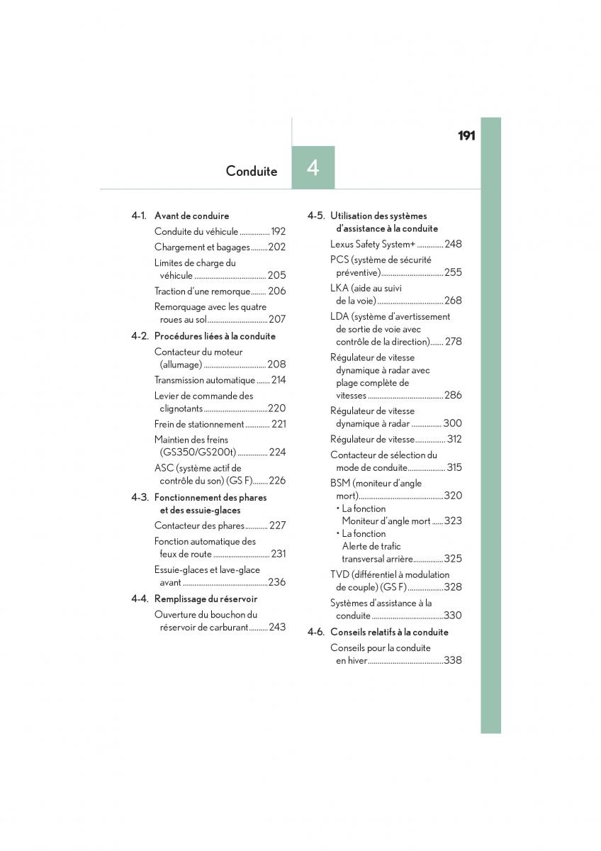 Lexus GS F IV 4 manuel du proprietaire / page 193