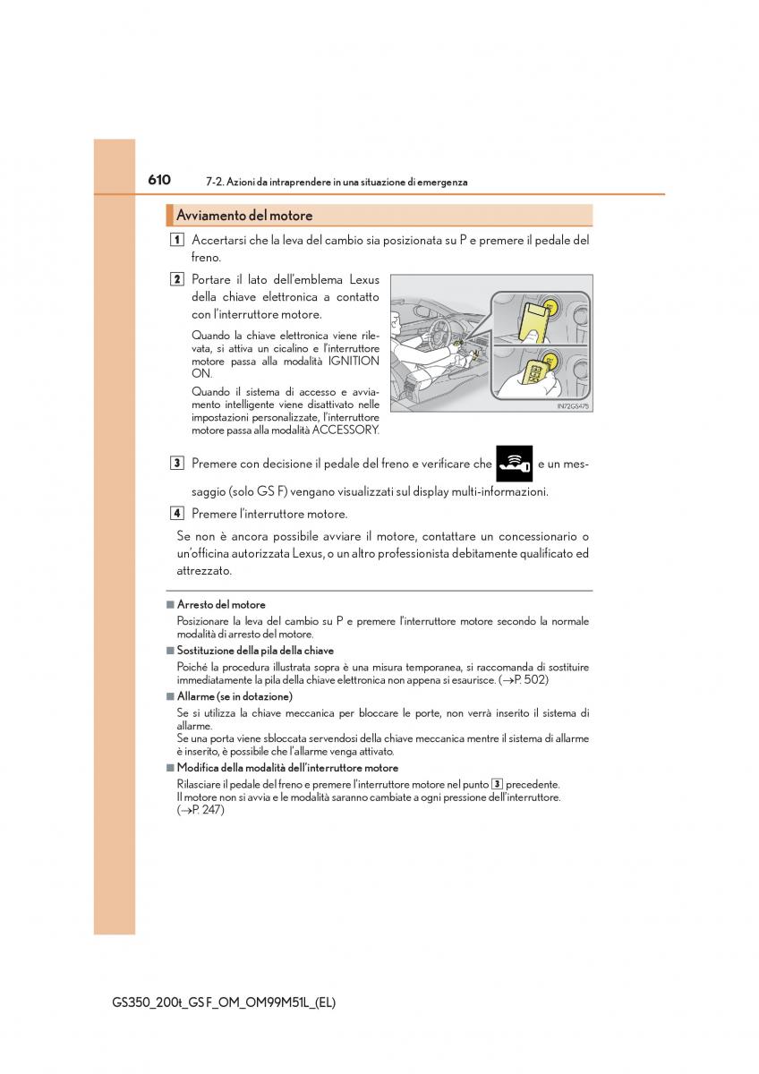 Lexus GS F IV 4 manuale del proprietario / page 610