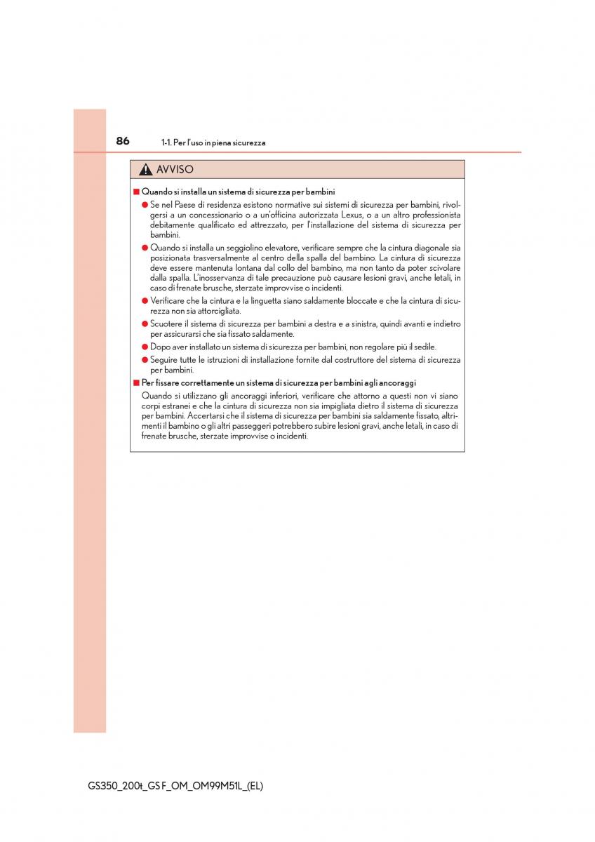 Lexus GS F IV 4 manuale del proprietario / page 86