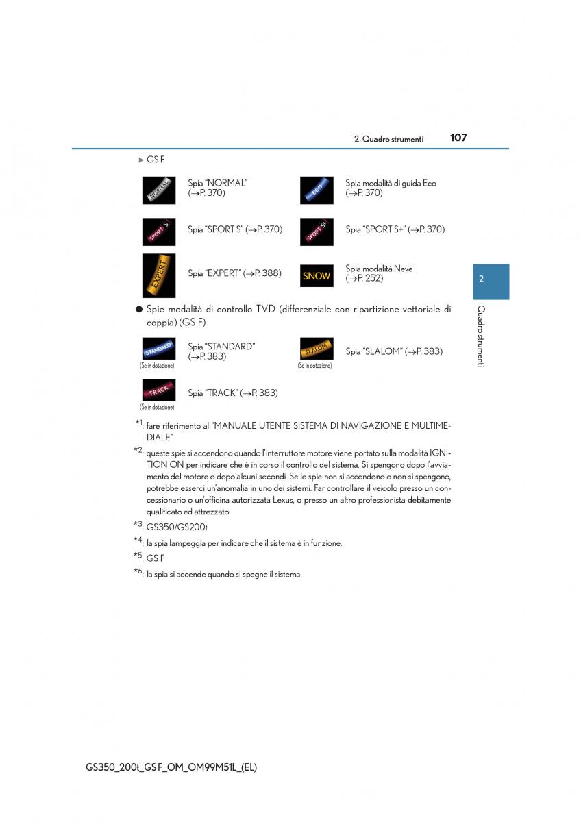 Lexus GS F IV 4 manuale del proprietario / page 107