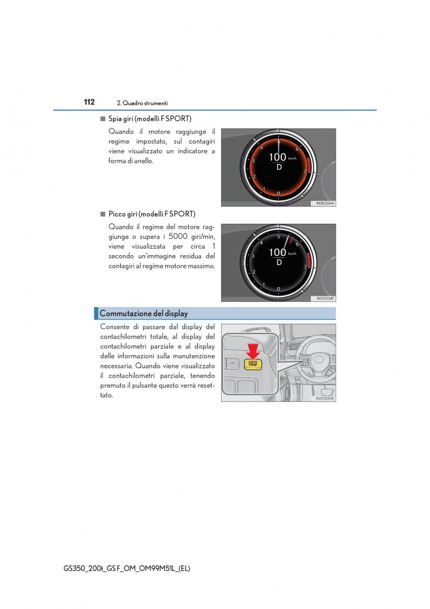 Lexus GS F IV 4 manuale del proprietario / page 112