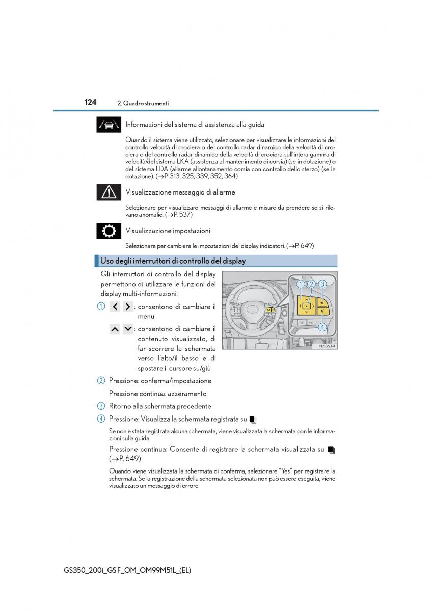 Lexus GS F IV 4 manuale del proprietario / page 124