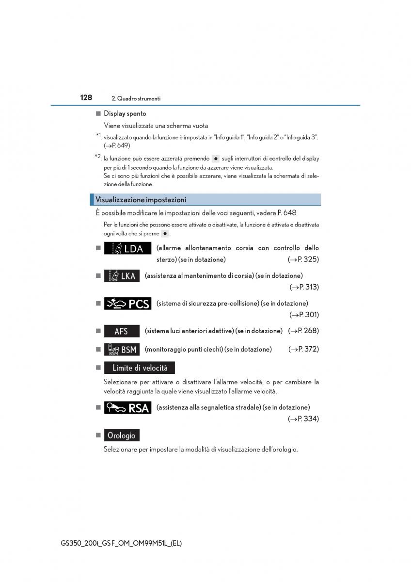 Lexus GS F IV 4 manuale del proprietario / page 128