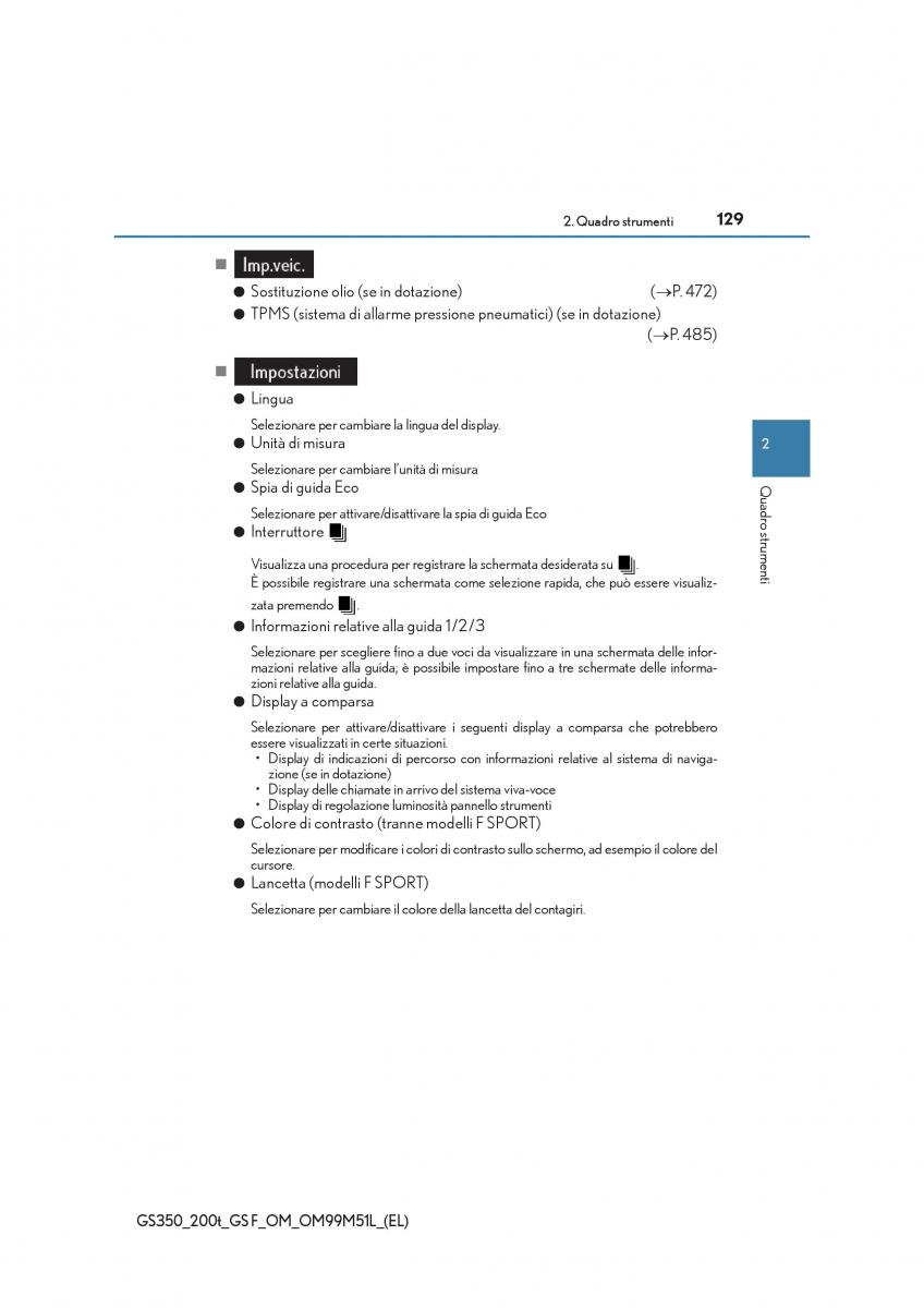 Lexus GS F IV 4 manuale del proprietario / page 129