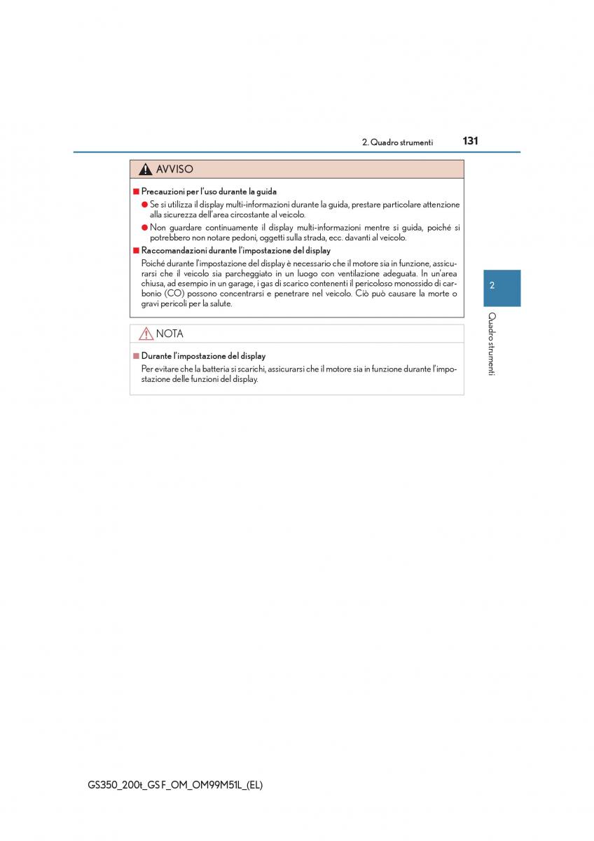 Lexus GS F IV 4 manuale del proprietario / page 131