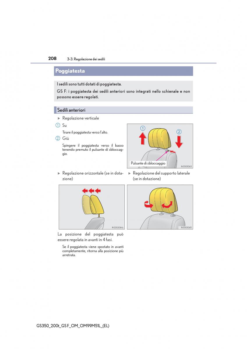 Lexus GS F IV 4 manuale del proprietario / page 208