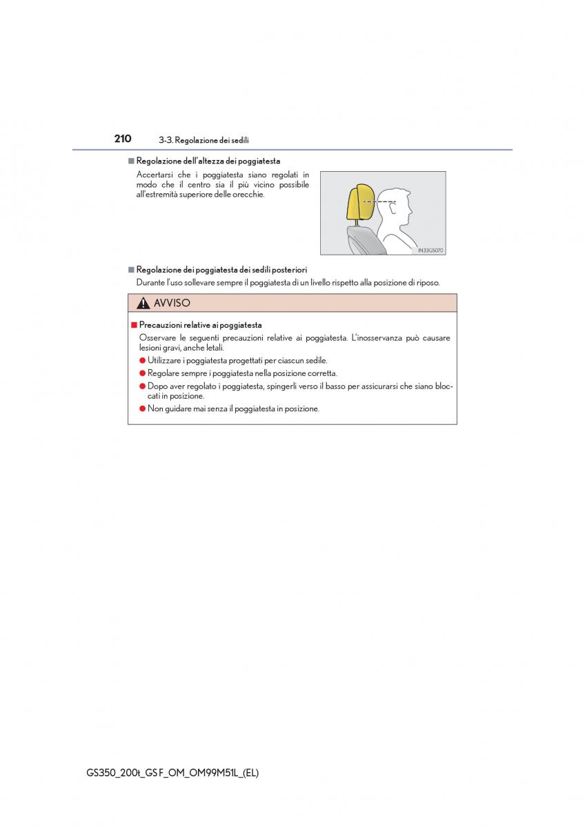 Lexus GS F IV 4 manuale del proprietario / page 210