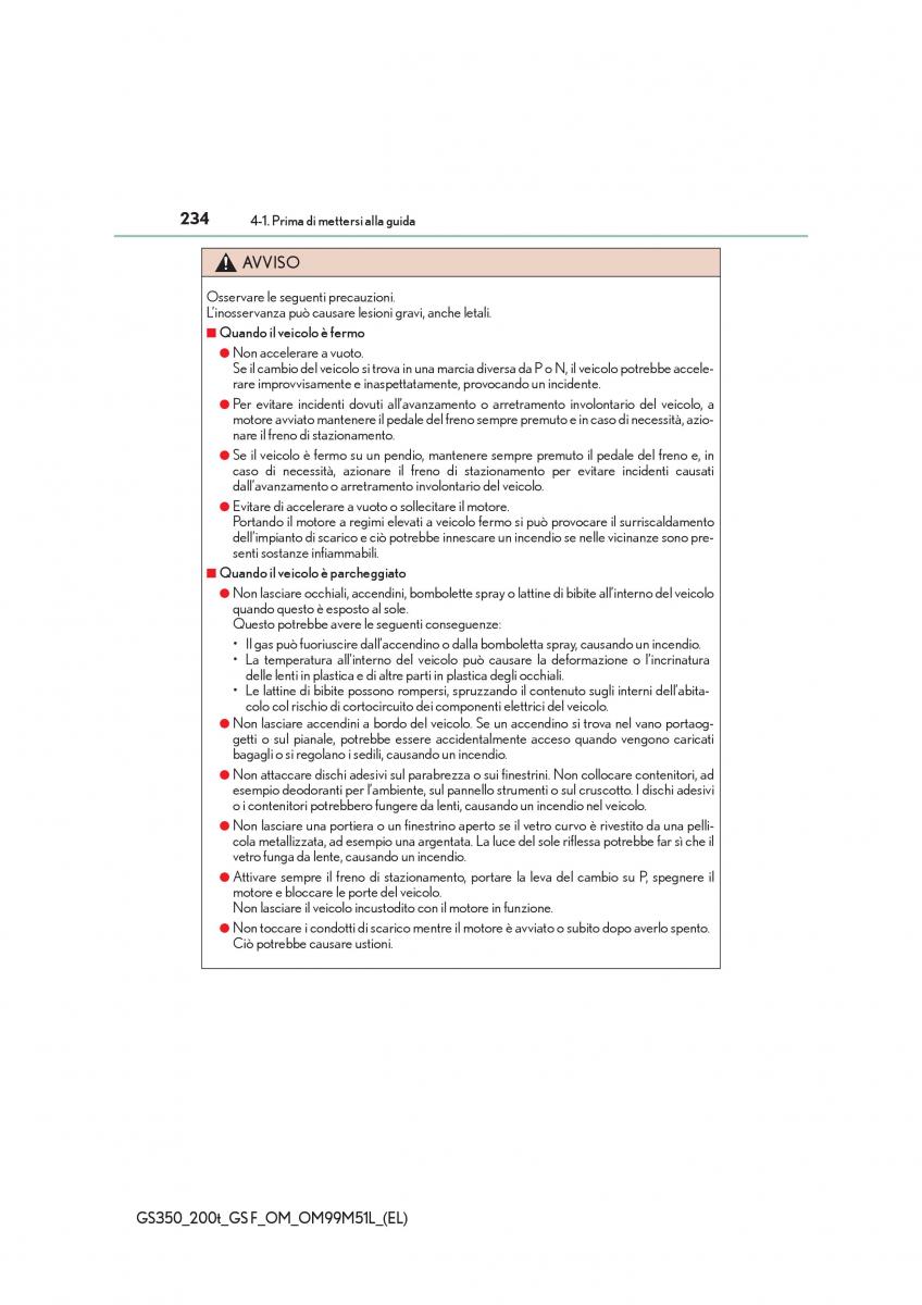 Lexus GS F IV 4 manuale del proprietario / page 234