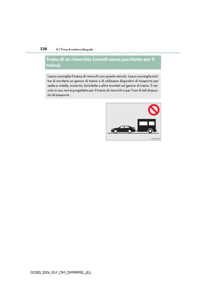 Lexus GS F IV 4 manuale del proprietario / page 238