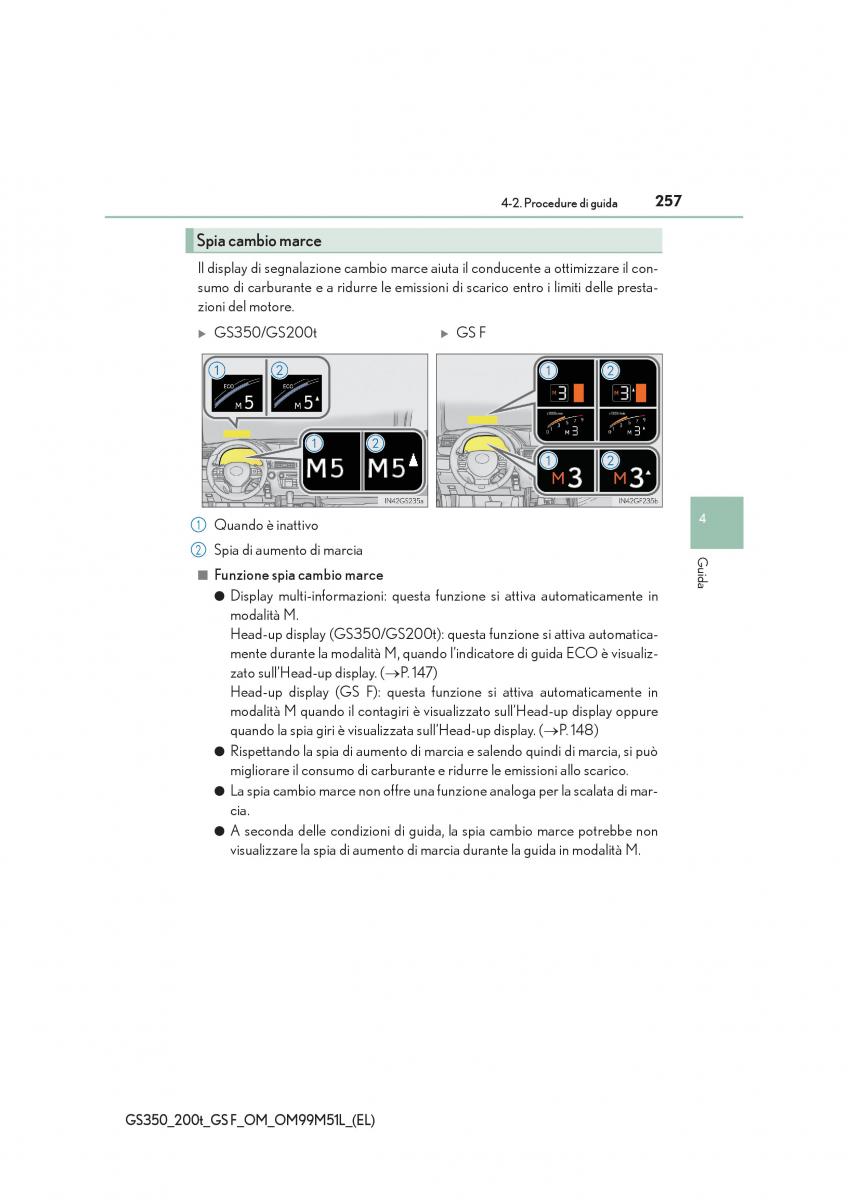 Lexus GS F IV 4 manuale del proprietario / page 257