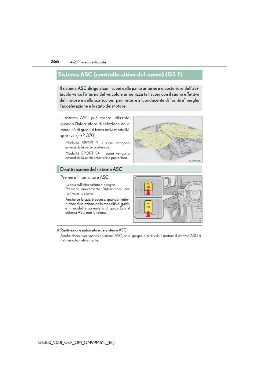 Lexus GS F IV 4 manuale del proprietario / page 266