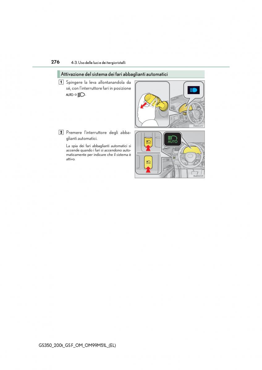 Lexus GS F IV 4 manuale del proprietario / page 276