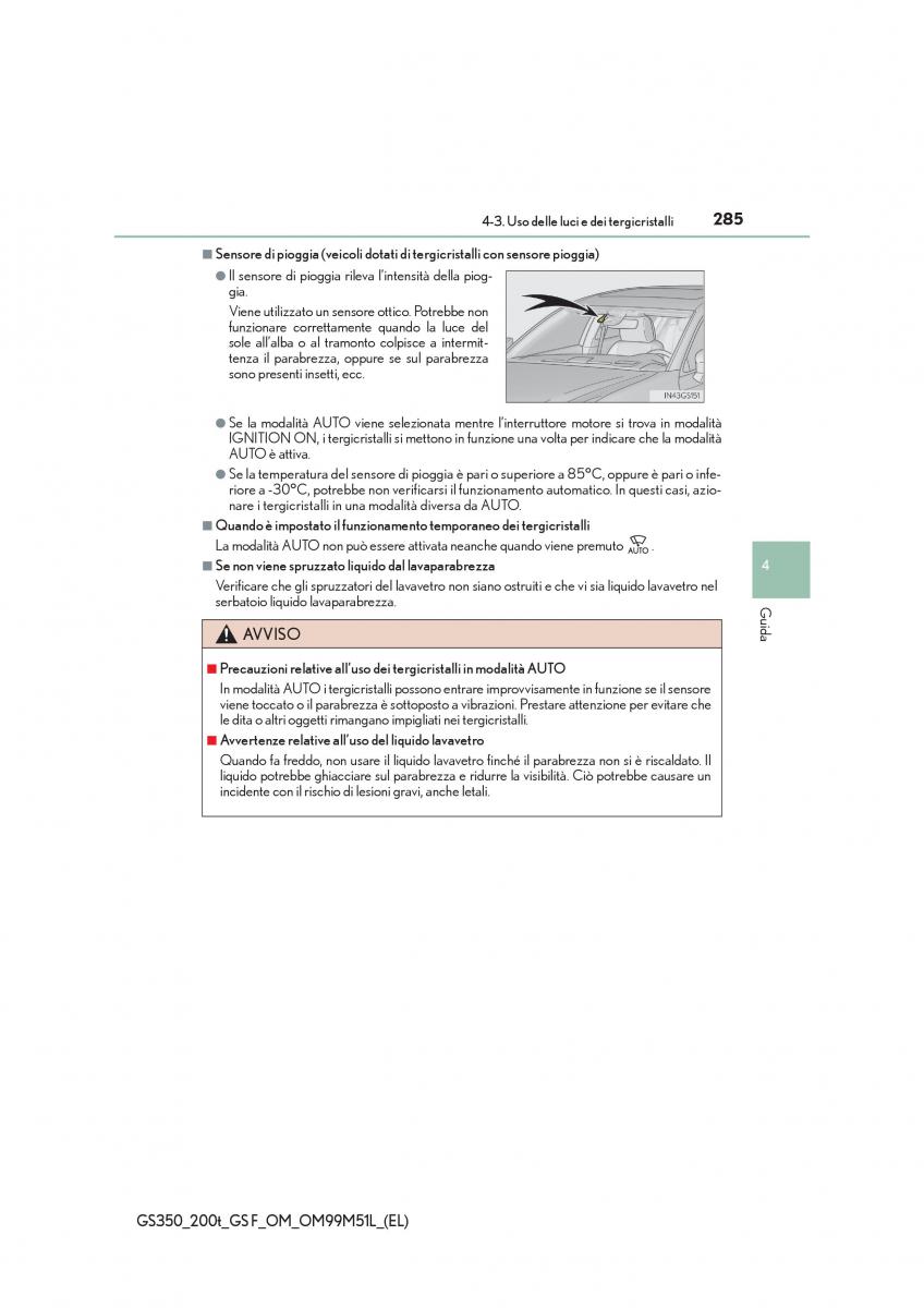 Lexus GS F IV 4 manuale del proprietario / page 285