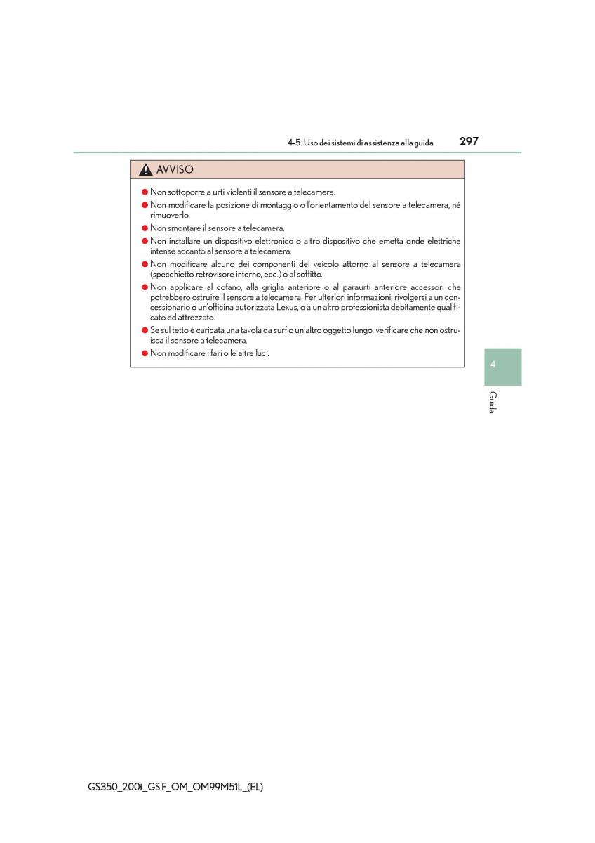 Lexus GS F IV 4 manuale del proprietario / page 297