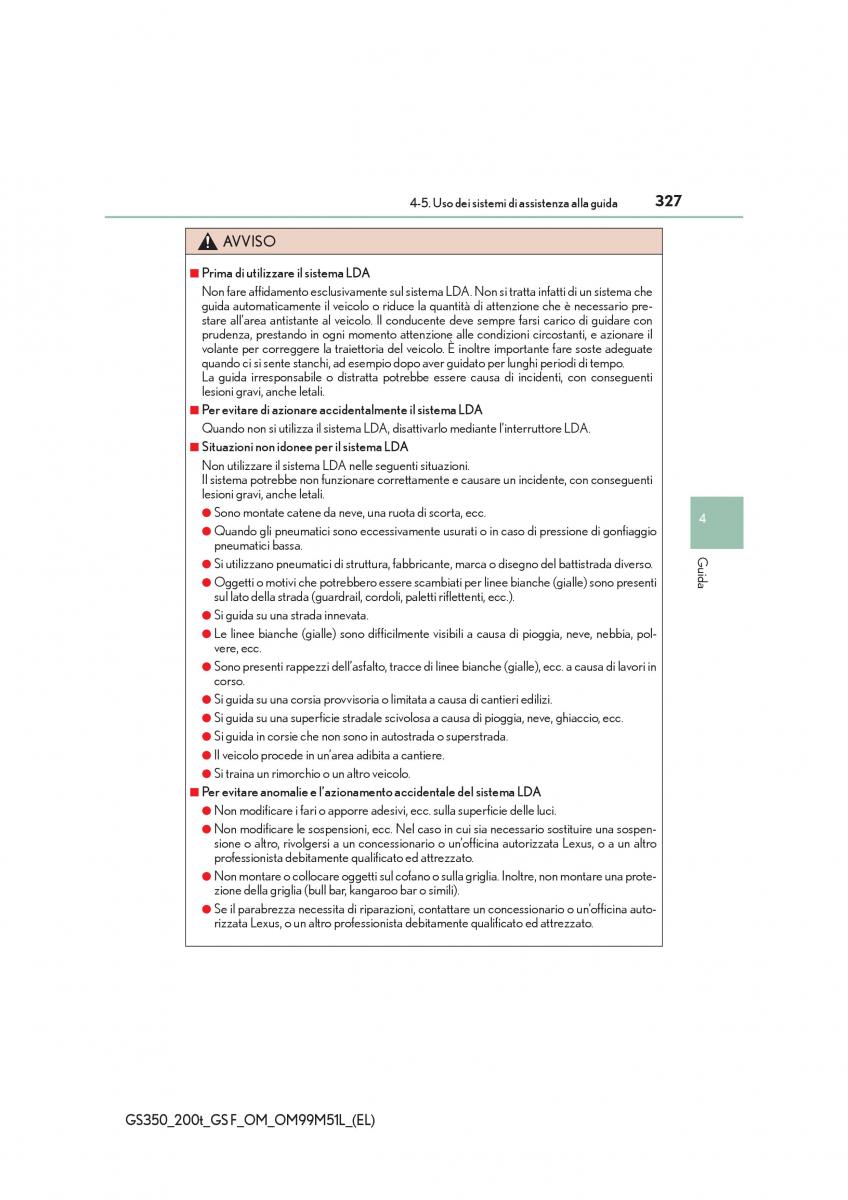 Lexus GS F IV 4 manuale del proprietario / page 327
