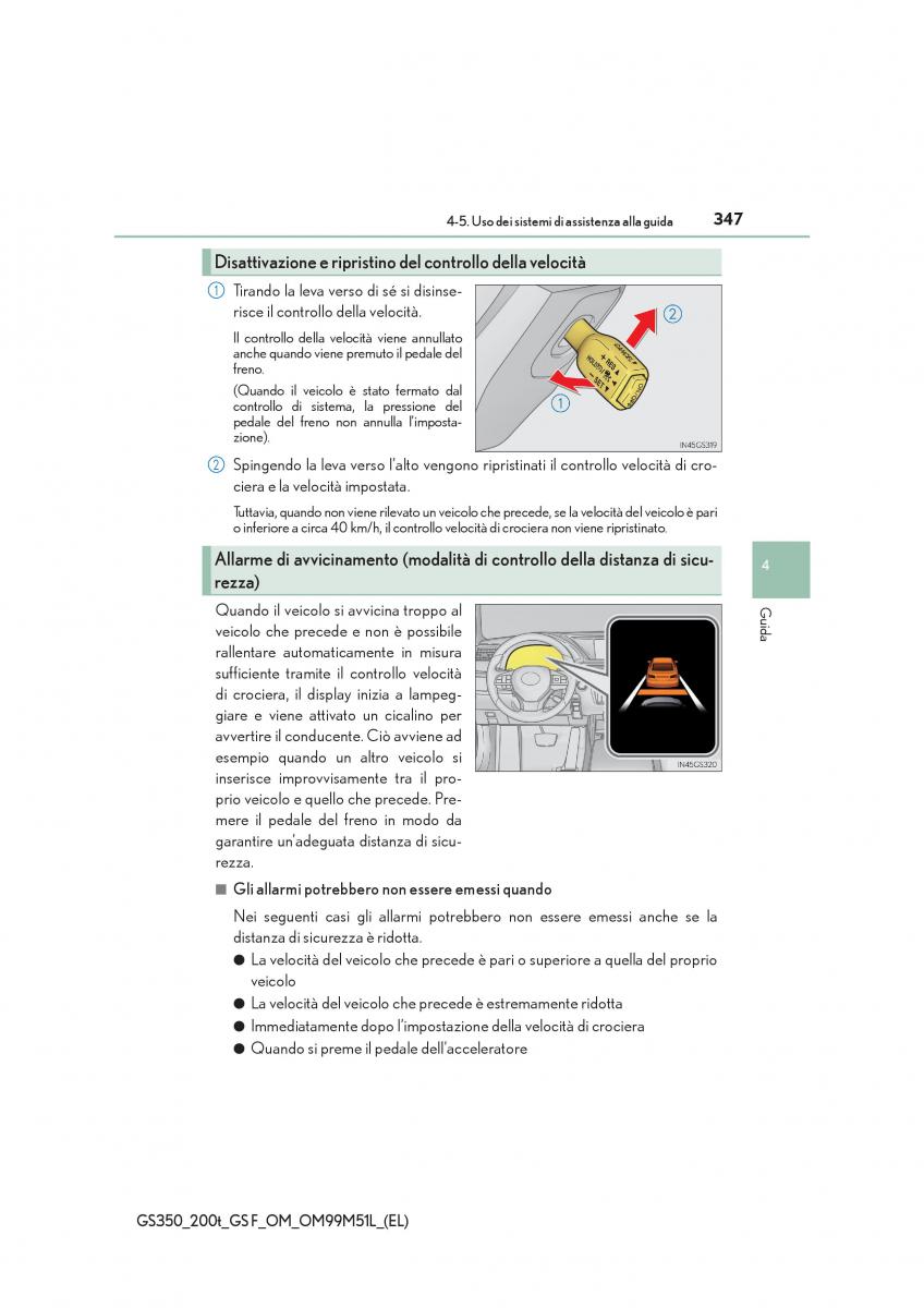 Lexus GS F IV 4 manuale del proprietario / page 347