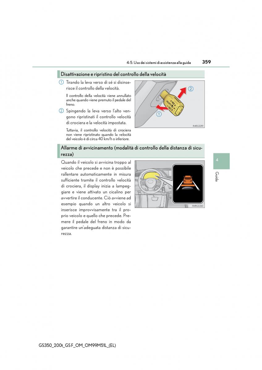 Lexus GS F IV 4 manuale del proprietario / page 359