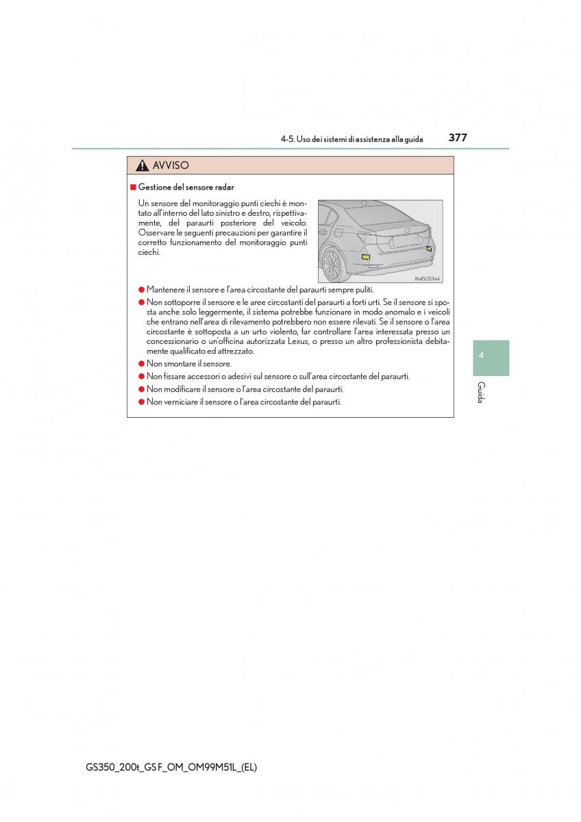 Lexus GS F IV 4 manuale del proprietario / page 377