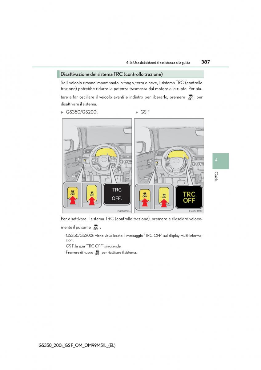Lexus GS F IV 4 manuale del proprietario / page 387