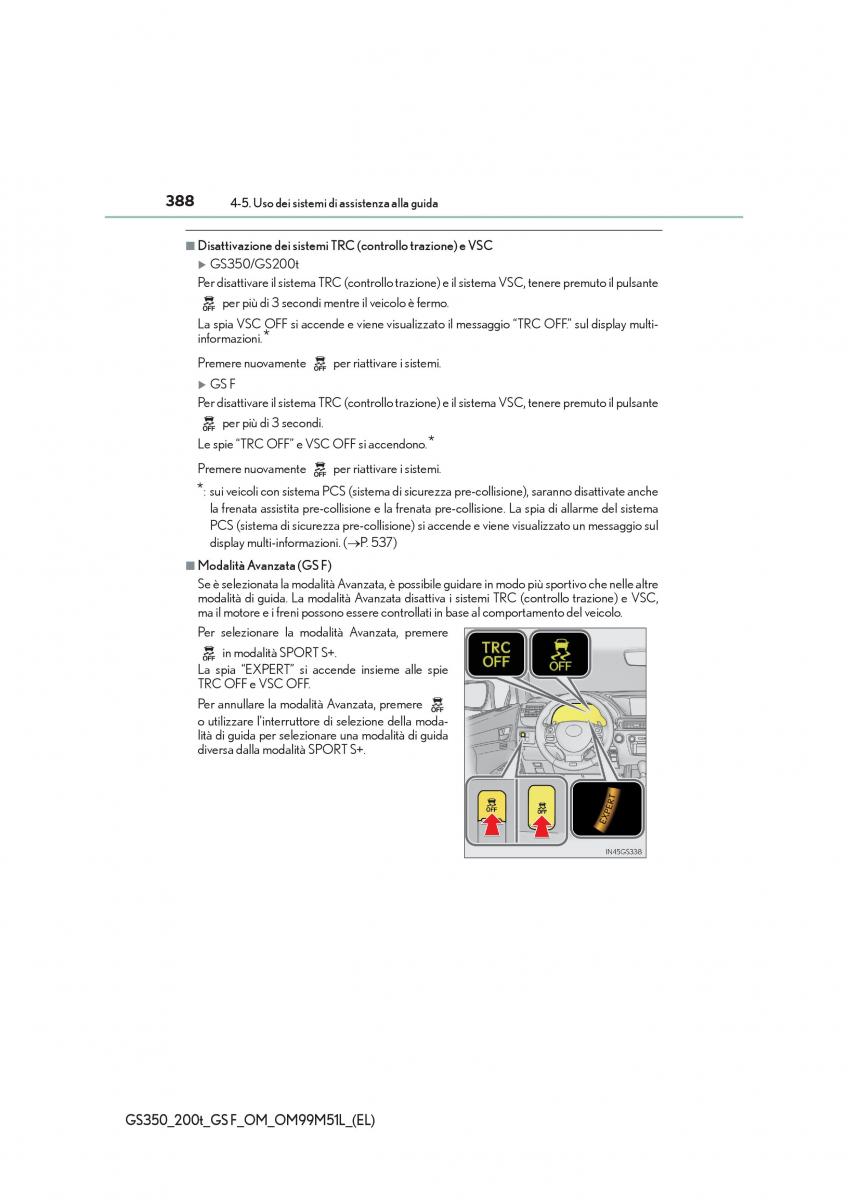Lexus GS F IV 4 manuale del proprietario / page 388