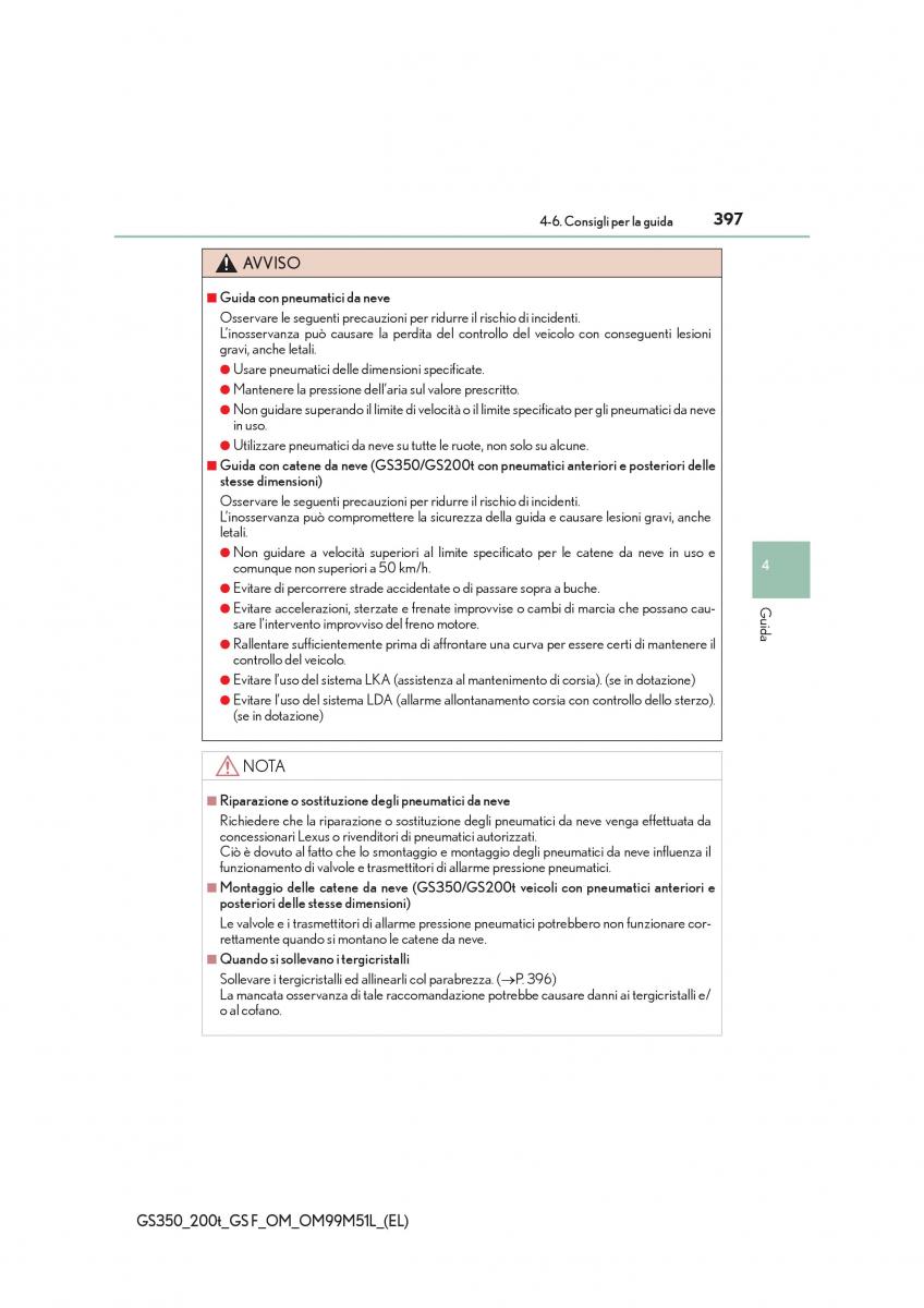 Lexus GS F IV 4 manuale del proprietario / page 397