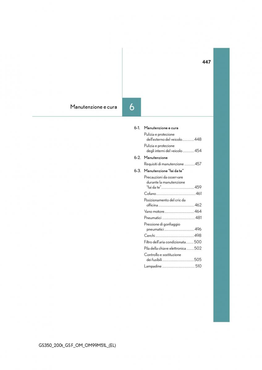 Lexus GS F IV 4 manuale del proprietario / page 447