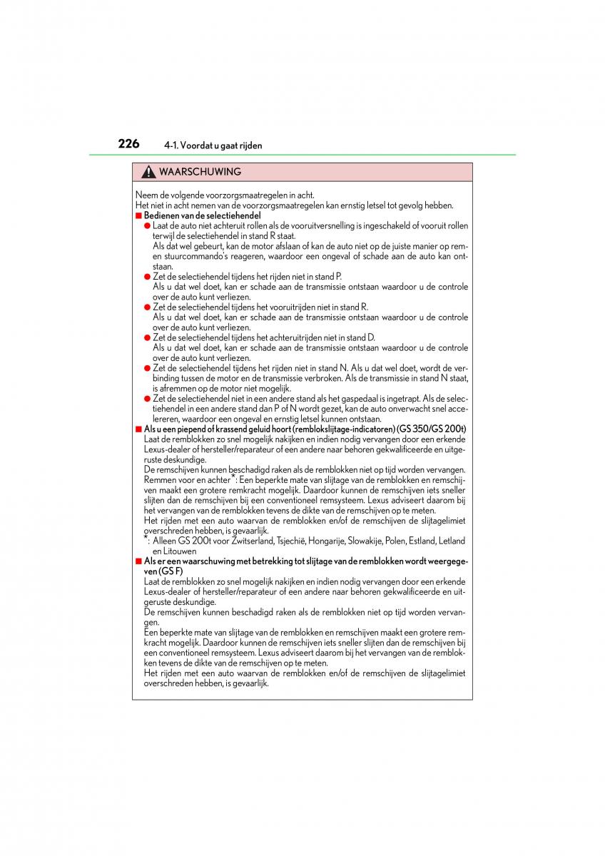 Lexus GS F IV 4 handleiding / page 226