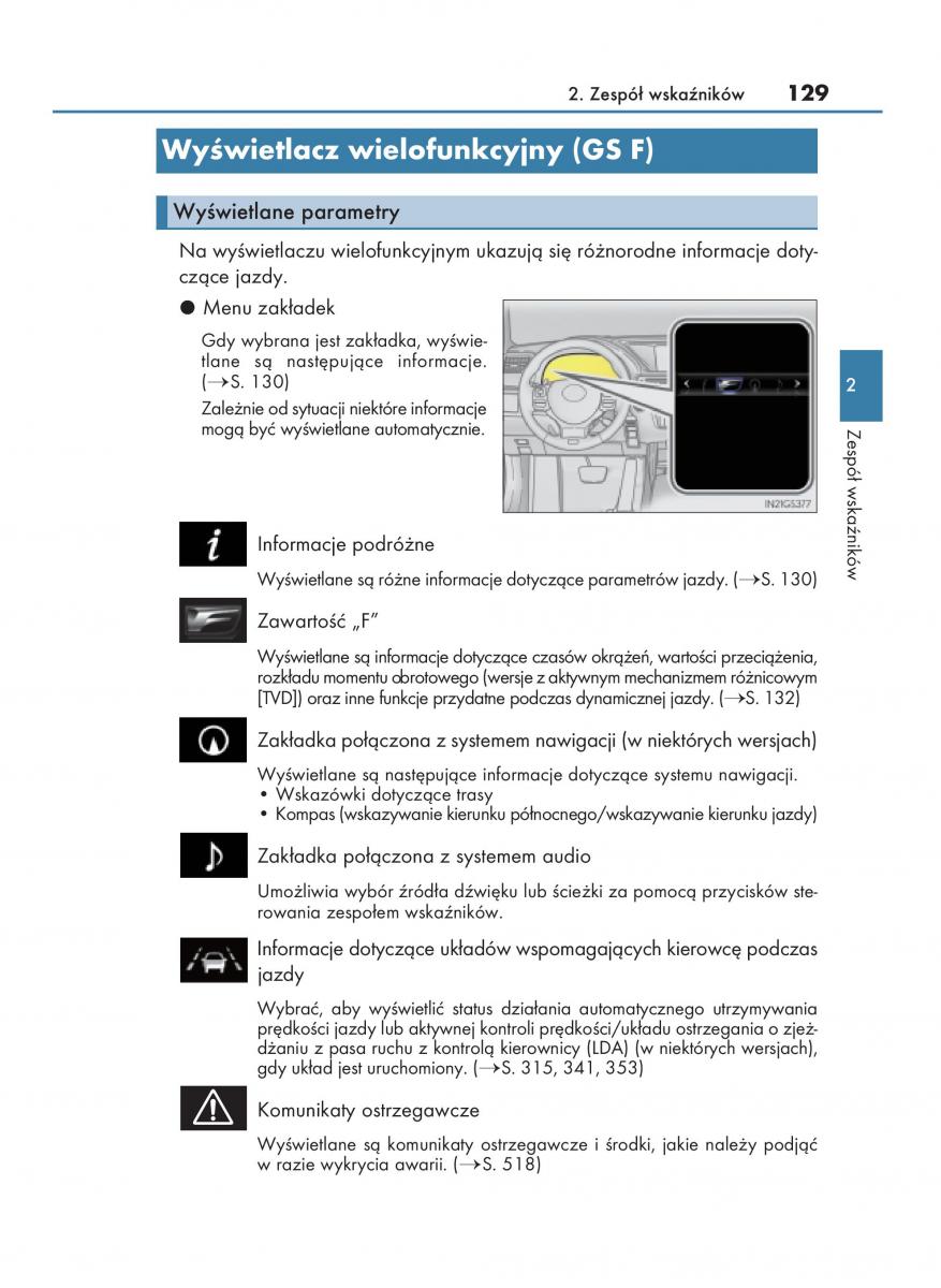 Lexus GS F IV 4 instrukcja obslugi / page 129