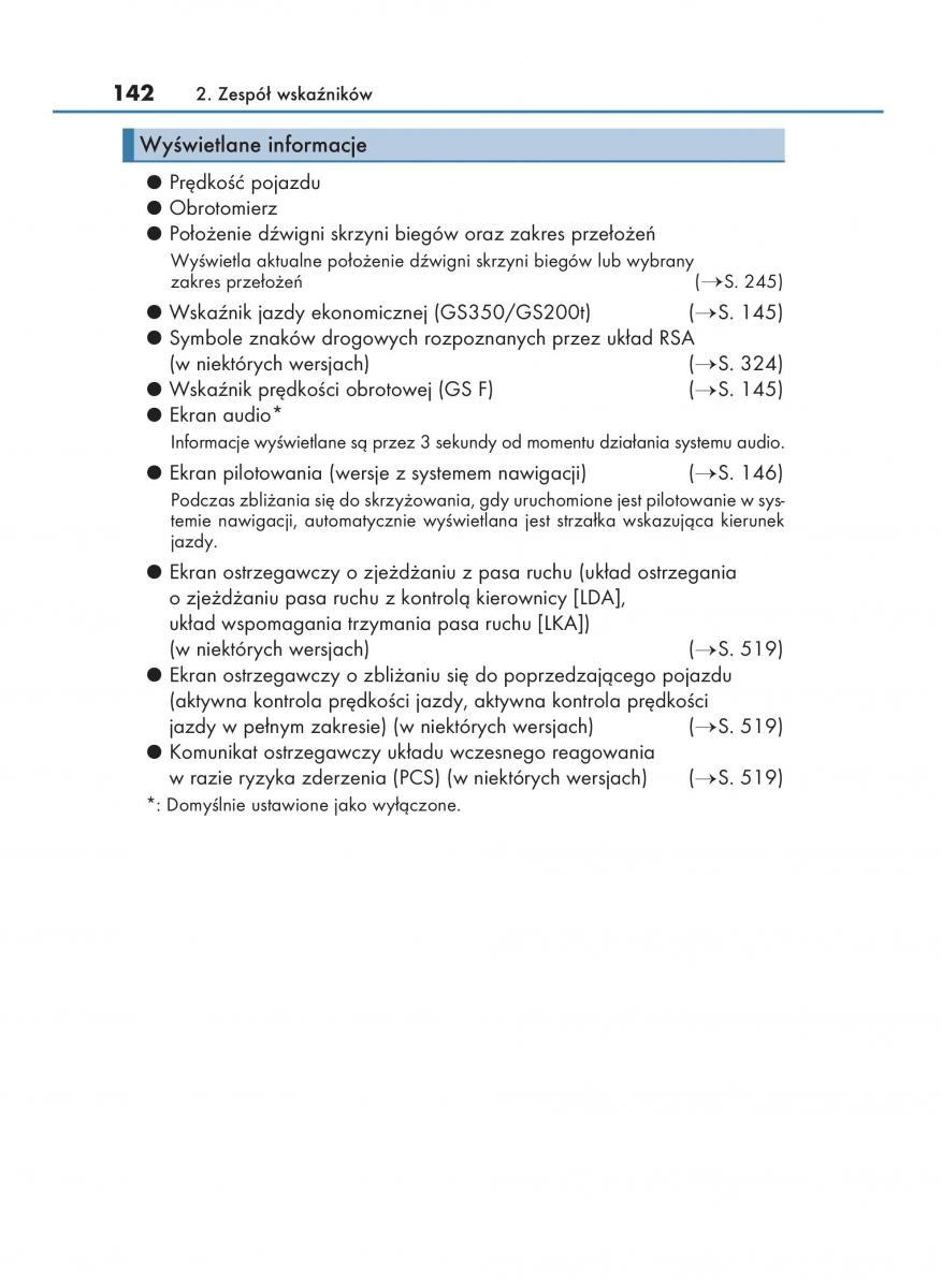 Lexus GS F IV 4 instrukcja obslugi / page 142
