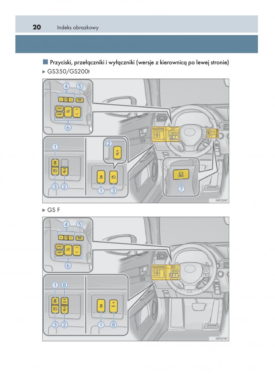 Lexus GS F IV 4 instrukcja obslugi / page 20