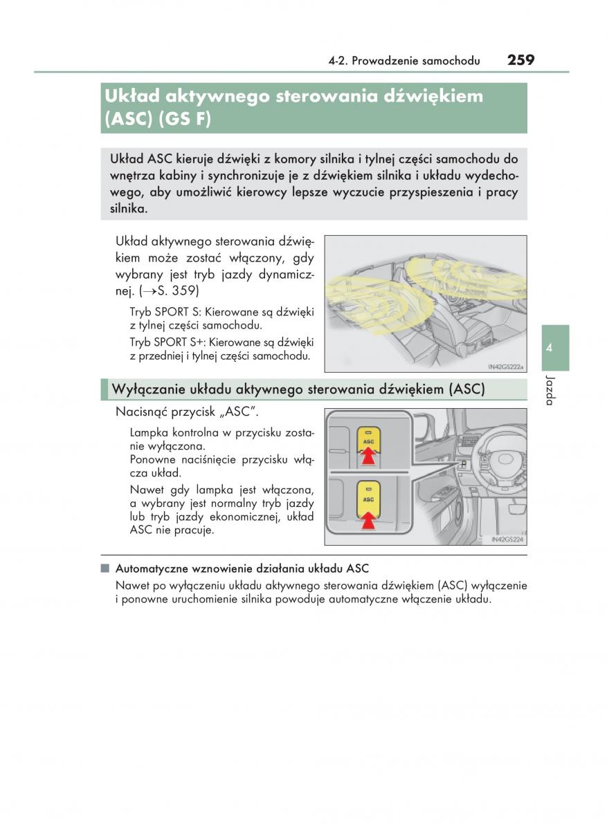 Lexus GS F IV 4 instrukcja obslugi / page 259