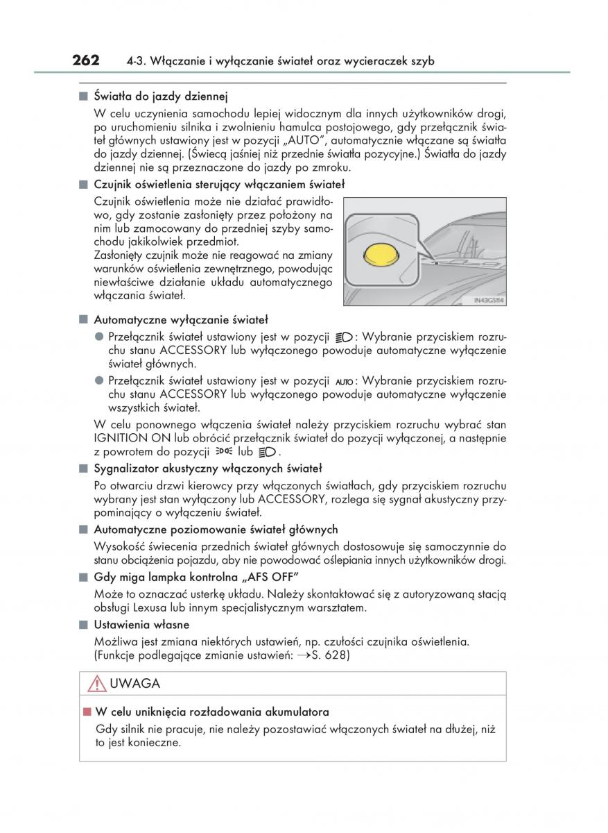 Lexus GS F IV 4 instrukcja obslugi / page 262