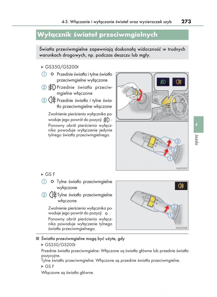 Lexus GS F IV 4 instrukcja obslugi / page 273