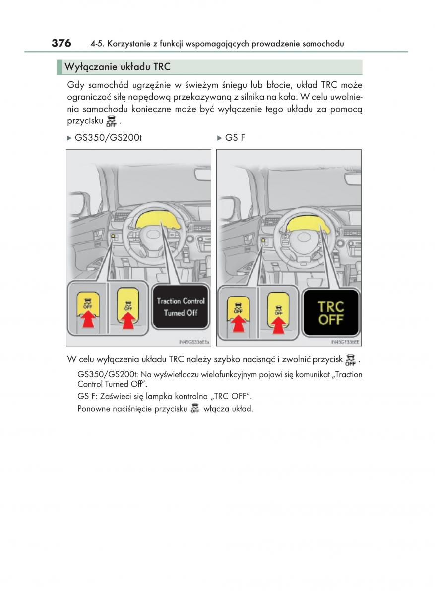 Lexus GS F IV 4 instrukcja obslugi / page 376
