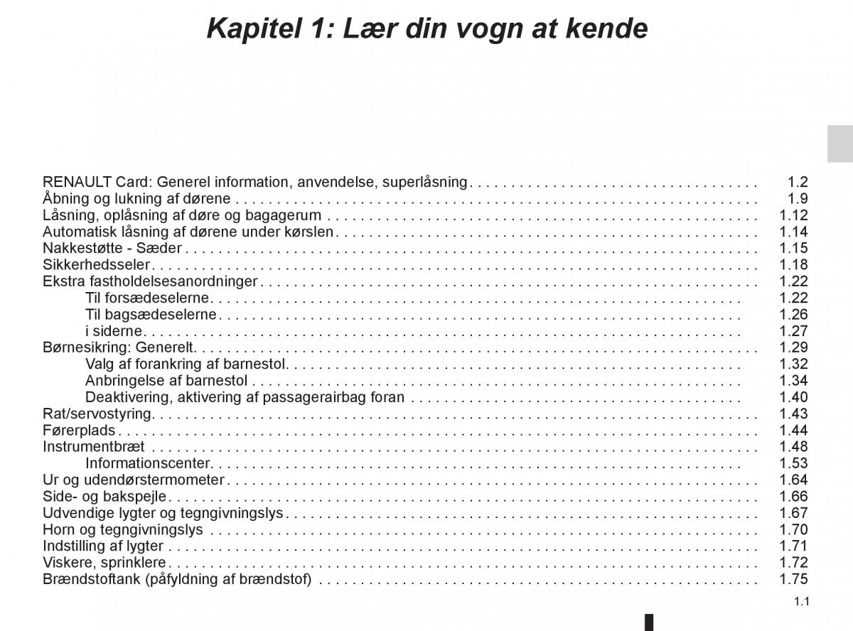 Renault Clio IV 4 Bilens instruktionsbog / page 7