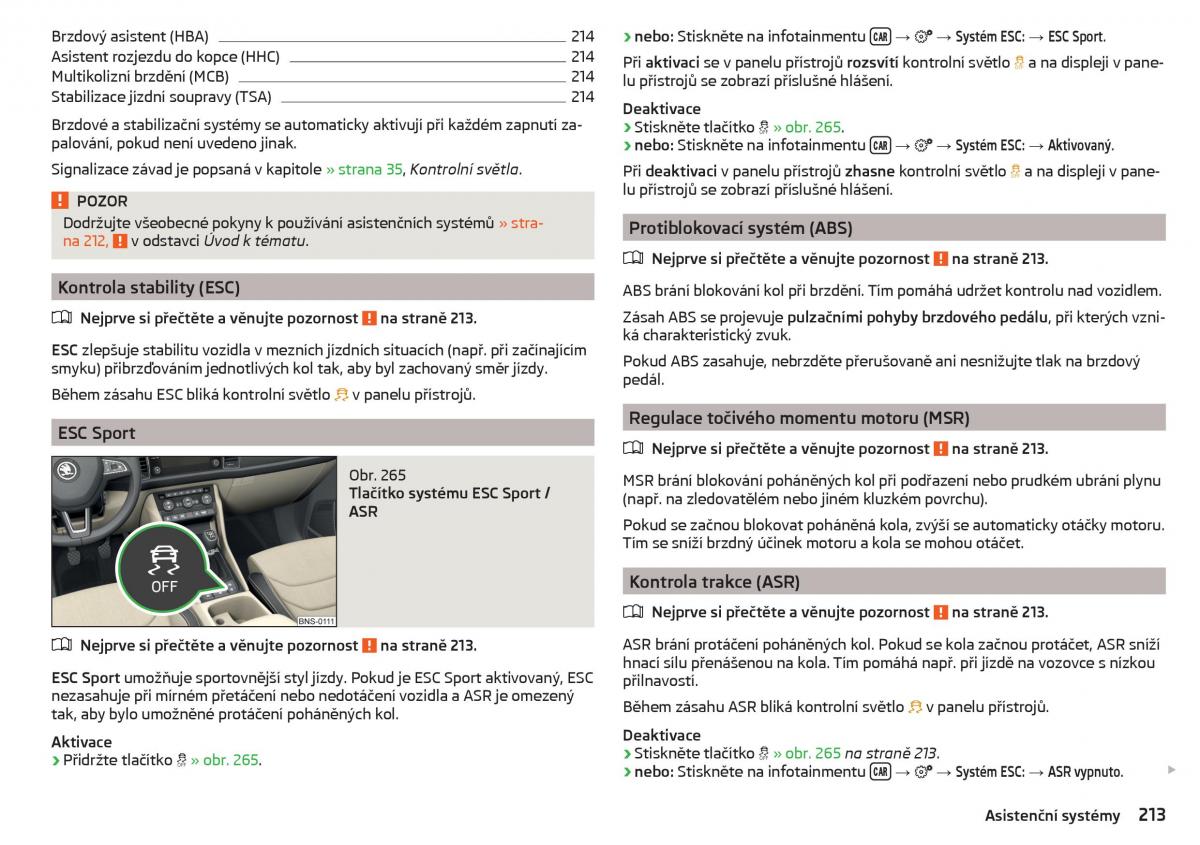 Skoda Kodiaq navod k obsludze / page 215